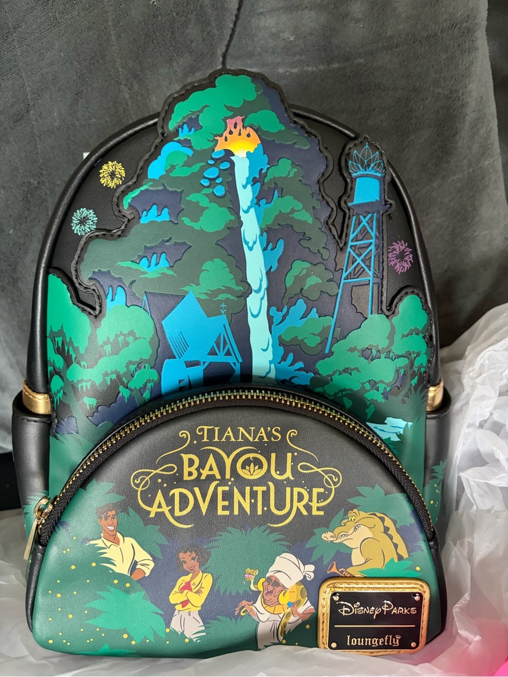 Loungefly Black Green Blue Tiana's Bayou Adventure Mini Backpack